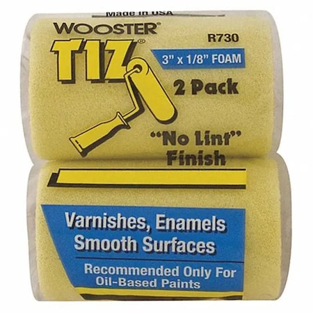 Wooster 3" Paint Roller Cover, 1/8" Nap Nap, Foam R730